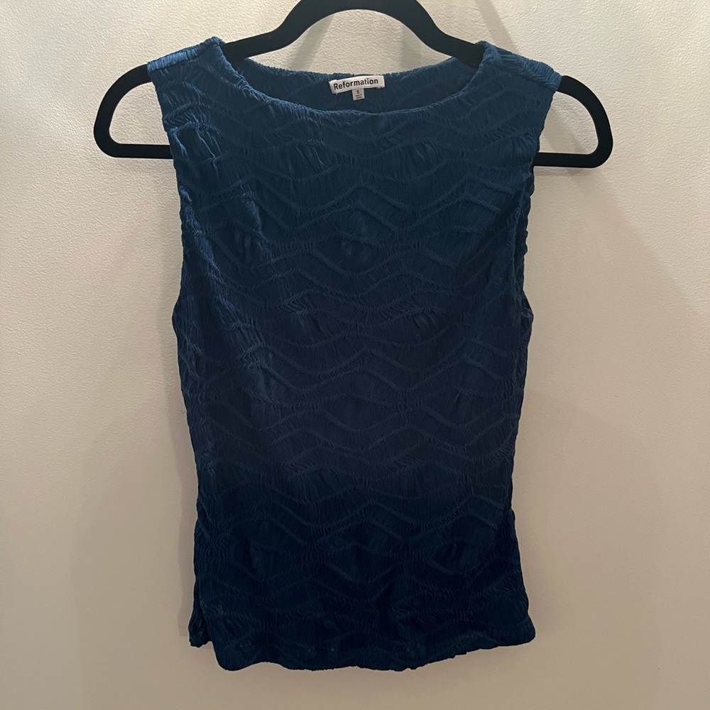 Reformation Dusk Knit Top in Teal